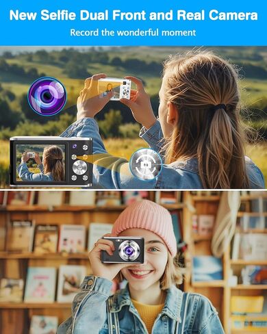 كاميرا رقمية بدقة 4K بدقة 48 ميجابكسل مزودة بتركيز تلقائي مع كاميرا خلفية وأمامية للتصوير الفوتوغرافي، وكاميرات تكبير رقمي 16X مع بطاقة 32 جيجابايت وكاميرا بطاريتين للأولاد والبنات والأطفال - وردي in Saudi Arabia