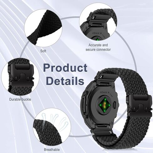 Nylon Bands Band for Garmin Enduro 3/Fenix 8 51mm/Descent Mk3i/tactix 7 AMOLED/Fenix 7X Pro Solar/7X/6X/6X Pro/6X Sapphire/5X, 26mm Nylon Sport Strap for Quatix 7X Stretchy Braided in Saudi Arabia