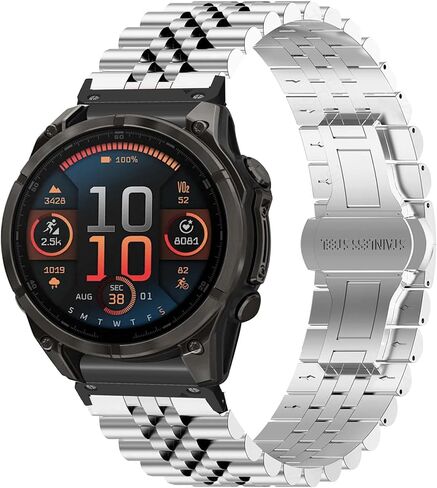 Compatible with Garmin Fenix 8 51mm Bands, 20mm, 22mm, 26mm QuickFit Solid Stainless Steel Metal Band with Butterfly Folding Clasp Link Bracelet Compatible with Enduro, Fenix, Tactix, Descent, Instinct, epix, Approach, Forerunner Series Watch in Kuwait