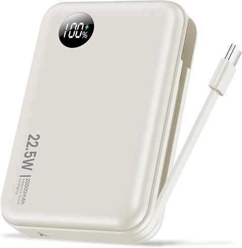 20000mah Bank Power Bank مع عرض LED ، 22.5W PD شحن سريع وكابل USB-C المدمج | شاحن محمول من 4 موانئ لـ iPhone 16 15 14 13 Pro Samsung و Android و iPad و AirPods | Compact & TSA الصديق in Saudi Arabia