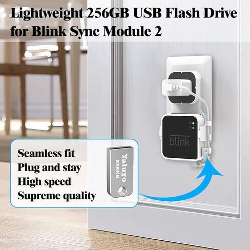 256GB USB Flash Drive and Outlet Wall Mount for Blink Sync Module 2 with Short Cable, No Messy Wires, Easy Move Mount Bracket Holder for Blink Outdoor Indoor Security Camera (1 Pack) in Saudi Arabia
