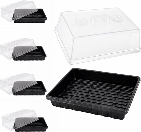 [Thick Plastic] 3-Set Strong Seed Starter Trays with 5" Humidity Domes for Seed Starting, Germination, Seedling Propagation & Plant Growing, Holds 144 Cells in Total in Kuwait