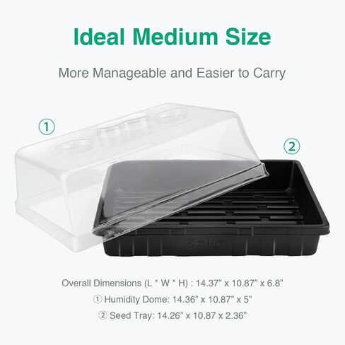 [Thick Plastic] 3-Set Strong Seed Starter Trays with 5" Humidity Domes for Seed Starting, Germination, Seedling Propagation & Plant Growing, Holds 144 Cells in Total in Kuwait