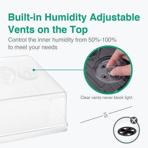 [Thick Plastic] 3-Set Strong Seed Starter Trays with 5" Humidity Domes for Seed Starting, Germination, Seedling Propagation & Plant Growing, Holds 144 Cells in Total in Kuwait