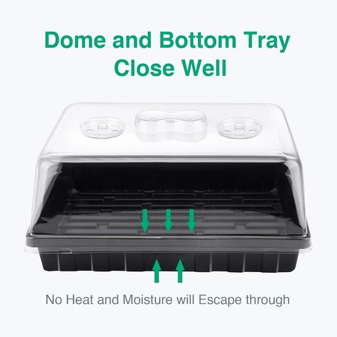 [Thick Plastic] 3-Set Strong Seed Starter Trays with 5" Humidity Domes for Seed Starting, Germination, Seedling Propagation & Plant Growing, Holds 144 Cells in Total in Kuwait