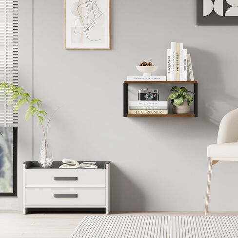 Floating Nightstand, Wood Bedside Shelf Wall Mounted Nightstand, Floating Bedside Table for Bedroom, Living Room, Bathroom, Kitchen, Office (Vintage Brown) in Saudi Arabia