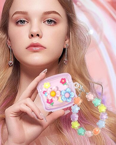 Boaretiu for Airpods 4 Case 2024 for Women Girls Girly Cute Kawaii - Girlish Stylish Shell Little Flower Design Cover with Carabiner and Kaychain for Air pods 4 in Kuwait