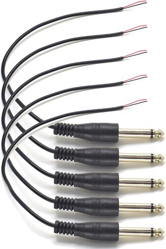 2pcs 6.35mm Mono Female Bare Wire Audio Pigtail Cord 1FT for Speaker Guitar in Saudi Arabia