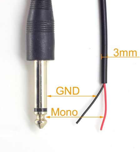 2pcs 6.35mm Mono Female Bare Wire Audio Pigtail Cord 1FT for Speaker Guitar in Saudi Arabia