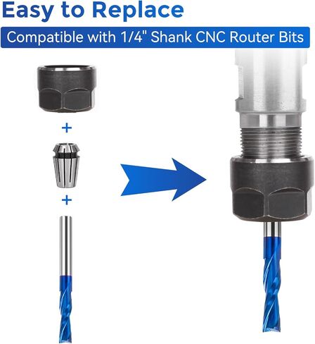 LUNYEE 2 PCS Spiral Router Bits Up Down Compression Bit 1/4 inch Cutting Diameter with Nano Blue Coated, 1/4 inch Shank Solid Carbide CNC End Mill for Wood Carving, Cutting, Engraver Milling Cutters in Kuwait