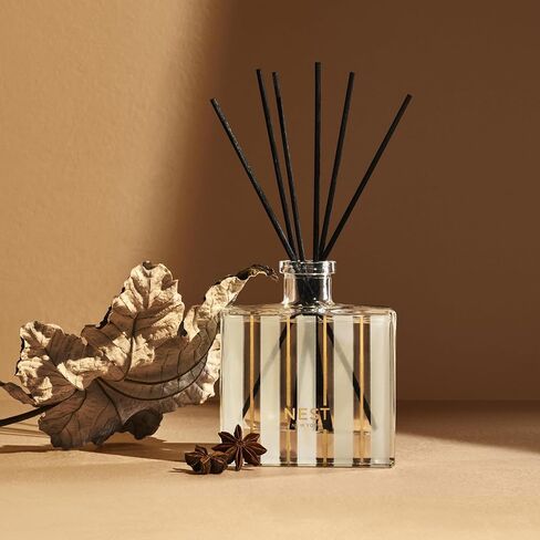 NEST New York Reed Diffuser, Pistachio & Wild Fig - 5.9 fl oz - Fragrance for Up to 90 Days - Reusable, Refillable Glass Holder - Includes 8 All-Natural Reed Sticks - Flame Free in Kuwait