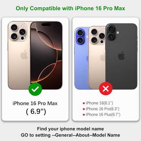 for iPhone 16 Pro Max Case Wallet with Card Holder,for iPhone 16 Pro Max Wallet Case for Women Men,PU Leather Shockproof Magnetic Buckle Stand Flip Phone Case-Black in Saudi Arabia