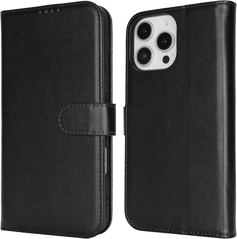 for iPhone 16 Pro Max Case Wallet with Card Holder,for iPhone 16 Pro Max Wallet Case for Women Men,PU Leather Shockproof Magnetic Buckle Stand Flip Phone Case-Black in Saudi Arabia