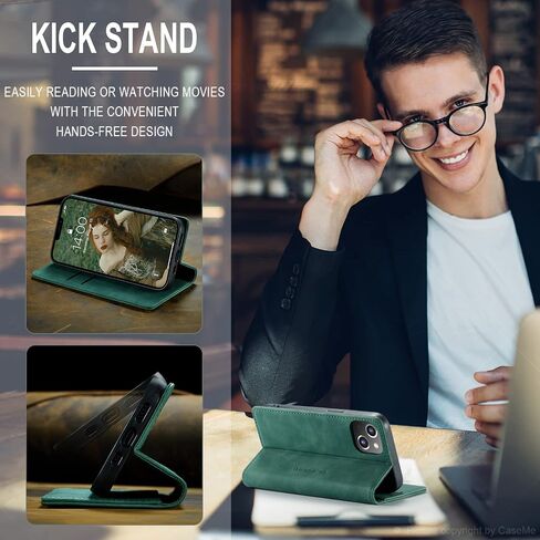 Qltypri Case for iPhone 13 Pro Max ، Slot Case Wallet Wallet Vintage Slot Kickstand Magnetic Flip Flip Folio Case Cover for iPhone 13 Pro Max (6.7 Inch) - Black in Kuwait
