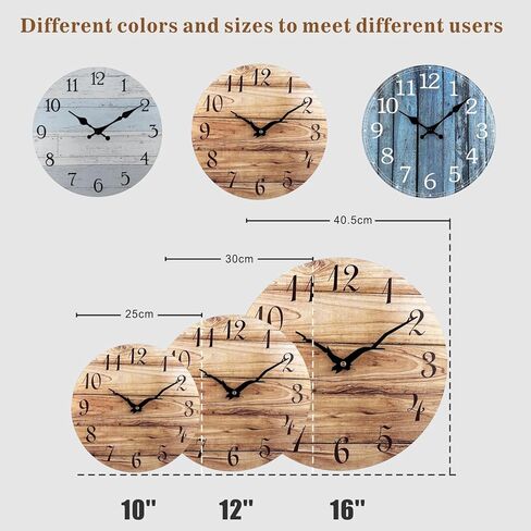 Plumeet 10'' Wooden Wall Clock Small Frameless Clocks with Silent Quartz Movement - Modern Style Village Wall Clocks Decorative Home Kitchen - Battery Operated (White) in Kuwait