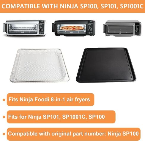 Air Fryer Tray & Basket for Ninja SP100, SP101, SP1001C, SP102 Foodi Air Fryer Replacement Parts, Nonstick Square Baking Sheet, Air Fryer Accessories for Ninja Foodi Air Fry Oven Accessories in Saudi Arabia