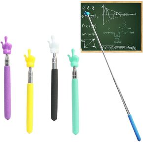 Teachers Pointer Sticks, 4 Pcs Telescopic Teachers Pointer Extendable Hand Pointer Finger Pointer Stick Stainless steels Hand Pointers, for Teacher Teaching Personal Interaction