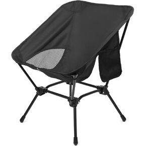 QWORK Folding Camping Chair - Lightweight & Compact, 330 lbs Capacity, Heavy Iron Frame Backpacking Chair, Cozy Oxford Fabric, Multi-Functional for Camping, Fishing, Beach, Travel, Picnic
