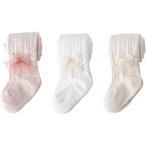 CHUNG Baby Girls Cotton Tights Thin Hollowed Summer with Bowknot Mesh Lace Fashion Toddler Footed Legging Pantyhose