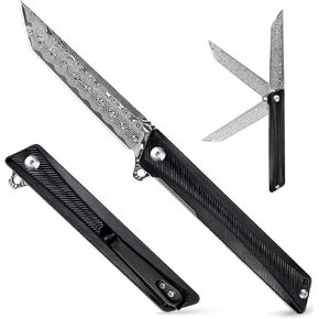 Pocket Knife GD22K, Flipper Open D2 Steel Tanto Folding knife with Durable G10 Handle,Men Women Everyday Carry EDC Knife,Sharp Camping Hiking Daily Work Knives