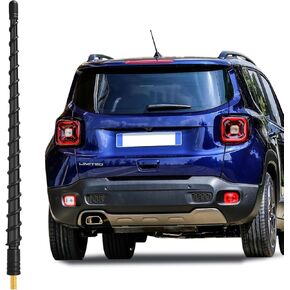 13 Inch Black Spiral Antenna Black Universal Antenna Toppers Waterproof PVC Rubber Very Flexible Retrofit Antenna Compatible with Jeep, Chrysler, Dodge，Fiat 500, 500L, Optimized FM/AM Reception