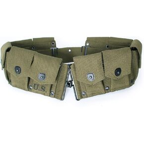 WW2 US Rifle Magazine Garand Ammo Belt 10 Cells Pouch Ammunition Canvas M1923 Cartridge Belt Field Green Caliber Pouch Heavy Duty Material