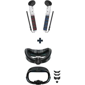 AMVR Handle Attachments Compatible with Meta/Oculus Quest 3 Controller Accessories(Not for Charging Dock)&AMVR Face Cover Pad Facial Interface Compatible with Meta Quest 3 Accessories