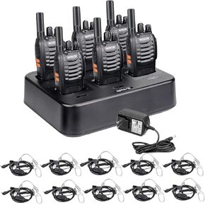 Retevis H-777 Walkie Talkies(6 Pack) with Walkie Talkie Earpiece(10 Pack), Rechargeable Two-Way Radios, for Adults, with 6-Way Multi Unit Charger, Flashlight Handheld Business 2 Way Radios