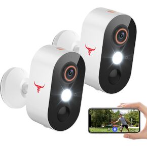 Wireless Security Camera, 2.4G Wi-Fi, Color Night Vision, AI Human Detection, PIR Motion Detection, Two-Way Talk, Outdoor Surveillance Bullet Cam, Cloud Storage, Battery Powered (2 Pack)