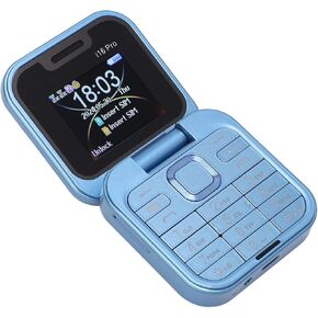 2G Flip Phone, Dual Screen Mini Cell Phone, Large Buttons, LED Flashlight, HD Camera, 16GB Memory Card, 1.77 Inch Screen, 2xNano SIM, Music Video Player (Blue)