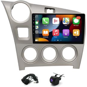 4+64G 9inch Car Radio Stereo with Carplay Android Auto for Toyota for Matrix 2009-2014 Double Din Android 13 Touch Screen Car Radio Receiver w/WiFi GPS Bluetooth SWC AHD Backup Camera Mic