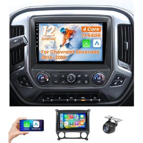 Car Radio for Chevrolet Chevy Silverado 2014-2018: 4+32G Stereo Upgrade for GMC Sierra with Wireless Carplay Android Auto Touch Screen 8 Core GPS WiFi Bluetooth FM Backup Camera
