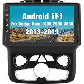 Android 13 Car Radio Stereo for Dodge Ram 2013-2019 1500 2500 3500 Built in Carplay/Android Auto 9 inch Head Unit 2G RAM 32G ROM with DSP BT GPS FM WiFi Automatic AC