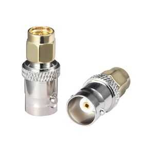 BNC Female to SMA Male Adapter Barrel Connector Copper Gold-Plating 50 ohms Coaxial Cable Radio Router WiFi Antenna Walkie-Talkie Mobile Communication Pack of 2