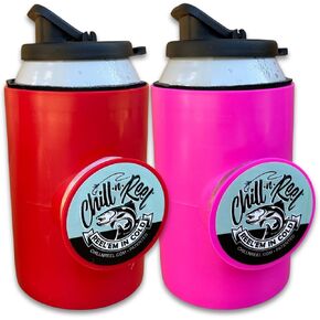 Chill-N-Reel Red & Pink Duo: Fishing Can Cooler Combo Includes Highly Rated Red and Pink Beer Can Coolers for Fishing (from Shark Tank)