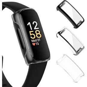 Watbro 3-Pack Screen Protector Compatible with Inspire 3/2, Soft TPU Ultra-Thin Full Face Case Cover All-Around Protective Plated Bumper Shell Accessories for Inspire 3 Smartwatch-Black/Gray/Gold