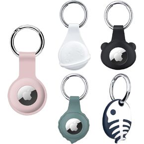 ColorCoral 5Pack AirTag Holder Silicone Case for Apple AirTag with Keychain