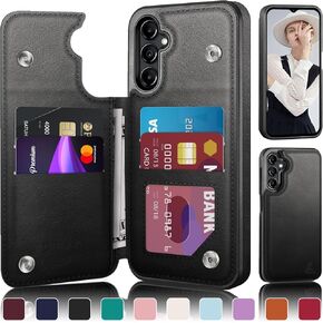 Designed for Samsung Galaxy A15 5G Case Wallet with Card Holder, [Magnetic Clasp Cover] [RFID Blocking Leather Protection] Shockproof Women Men Cases for Samsung A15 Wine Red