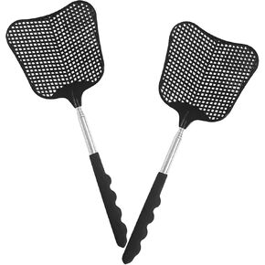 CUNCUI Fly Swatter Heavy Duty Set, with Durable Telescopic Stainless Steel Extendable Handles, for Home, Classroom and Office, 2Pcs, 2 Colors