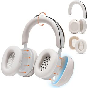 WC SweatZ and ShellZ Protective Covers Bundle for Sony WH1000XM5 Headphones by Wicked Cushions | Silver