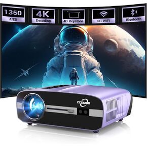 4K UHD Smart Daytime Projector with NETFLIX,1350 ANSI Auto Focus,HDR10+,Built-in 20W Speaker,Projector with WiFi 6 and Bluetooth 5.2,300" Display for Home Theater Outdoor Movie Camping,HDMI*2,USB*2