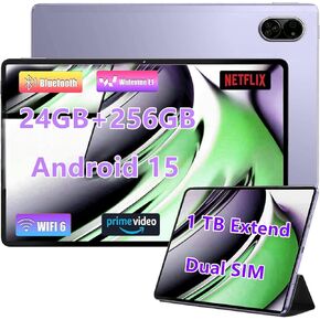 Android Tablet 10.1" inch, 4G LTE Dual SIM, 24GB RAM,256GB Storage,Supports Extend 1TB, IPS Touchscreen,Dual Camera, WiFi/WLAN/Bluetooth/GPS,TYD-109pro
