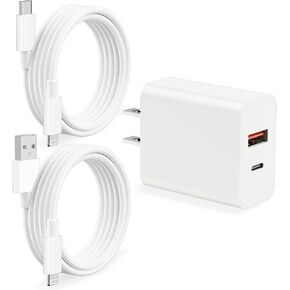 [Apple MFi Certified] iPhone Dual Port Fast Charger Block for iPhone 14/13/12/11 Pro Max/XS/XR/X/8/7P/SE/iPad Pro/AirPods, 20W PD3.0 USB-C & QC3.0 USB-A Wall Charger with - 2 X 6FT Lightning Cables