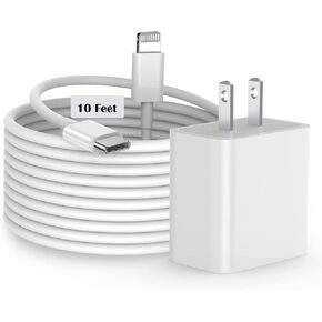 iPhone Fast Charger, [MFi Certified] 20W USB C Fast Charger Block with 10FT Type-C to Lightning Cable, Super Fast Charging Compatible with iPhone 14/13/13 Pro/12/12 Pro/12 Pro Max/11/Xs Max/XR/X