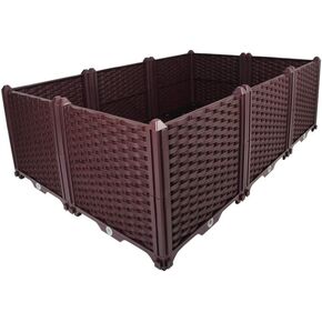 BAOYOUNI Rectangular Raised Garden Bed Kit Indoor Outdoor Plastic Planter Grow Box for Fresh Vegetables, Herbs, Flowers & Succulents, Brown, 61.41'' x 15.35'' x 20.47'' in Saudi Arabia