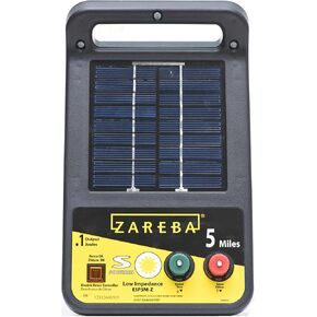 Zareba ESP5M-Z Solar Powered Low Impedance Electric Fence Charger - 5 Mile Solar Powered Electric Fence Energizer, Contain Animals and Keep Out Predators,Black
