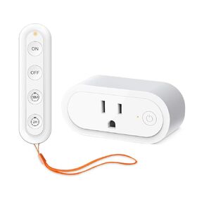 Remote Control Outlet with Timer Function, No Wiring Needed, 100Ft RF Range, Simple to Use, Wireless Switch for Plug in Pendant Light, Lamp, Small Electrical Appliance, 15A/1800W, White