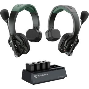 Hollyland Solidcom SE PRO 9-Users ENC Noise Cancellation Wireless Intercom Headset System 1312ft Team Communication with 3.5mm Single Ear Headset for Movie Shoot Live Show (1.9GHz Version)