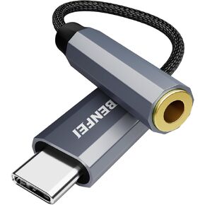 BENFEI USB C to Audio Jack Adapter with DAC chipset, USB-C to 3.5mm Female Headphone Compatible with iPhone 15 Pro Max/15 Pro/15, Samsung Galaxy S24/S23/S22/S21 Ultra, iPad Pro, Pixel 8 Grey