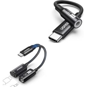 UGREEN USB C to 3.5mm Audio Adapter Hi-Res 32bit/384KHz Type C to Aux Dongle Bundle Magnetic USB C to 3.5mm Audio Adapter and Charger PD 60W 2 in 1